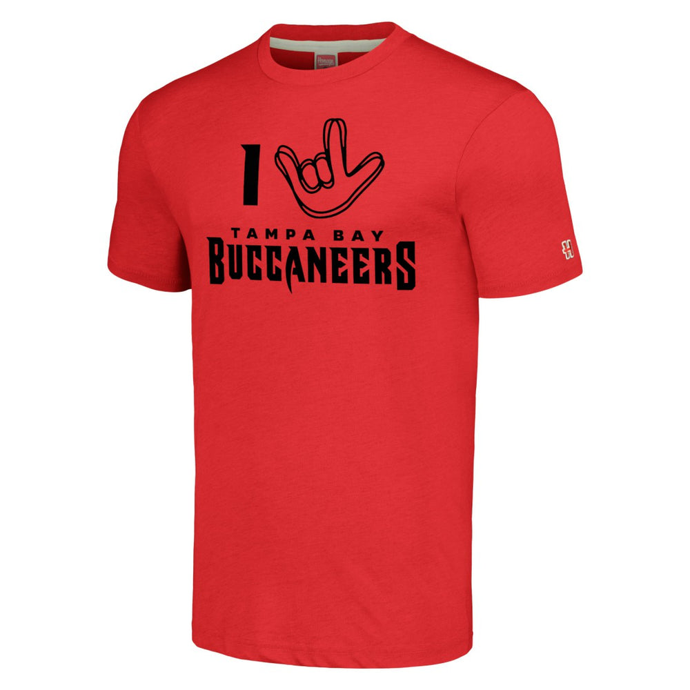 Tampa Bay Buccaneers Homage Unisex The NFL ASL Collection by Love Sign Tri-Blend T-Shirt - Red T-shirts