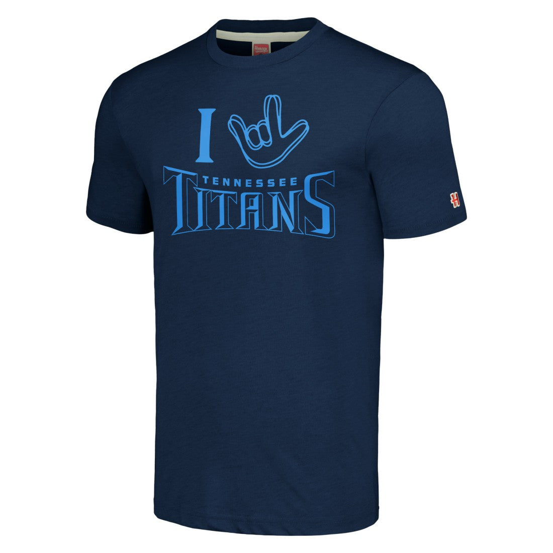 Tennessee Titans Homage Unisex The NFL ASL Collection by Love Sign Tri-Blend T-Shirt - Navy T-shirts