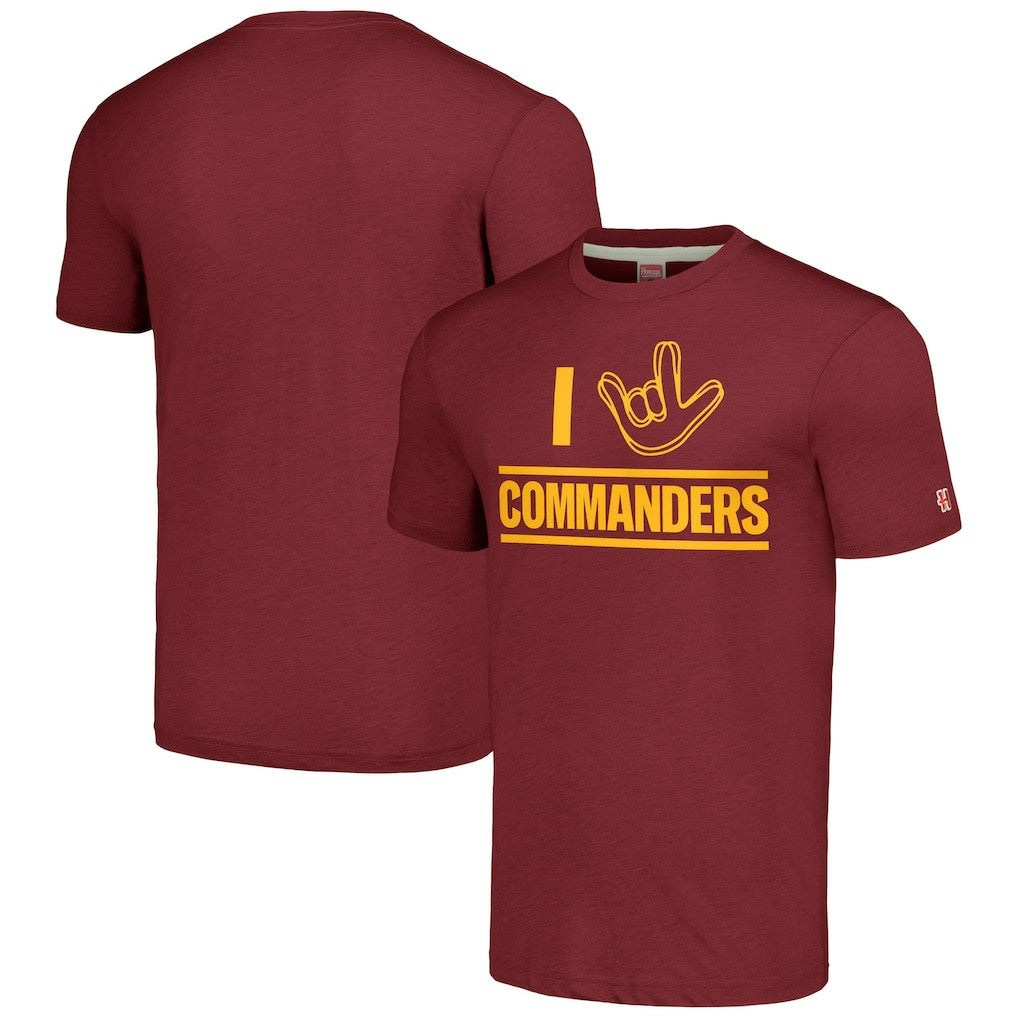 Washington Commanders Homage Unisex The NFL ASL Collection by Love Sign Tri-Blend T-Shirt - Burgundy T-shirts