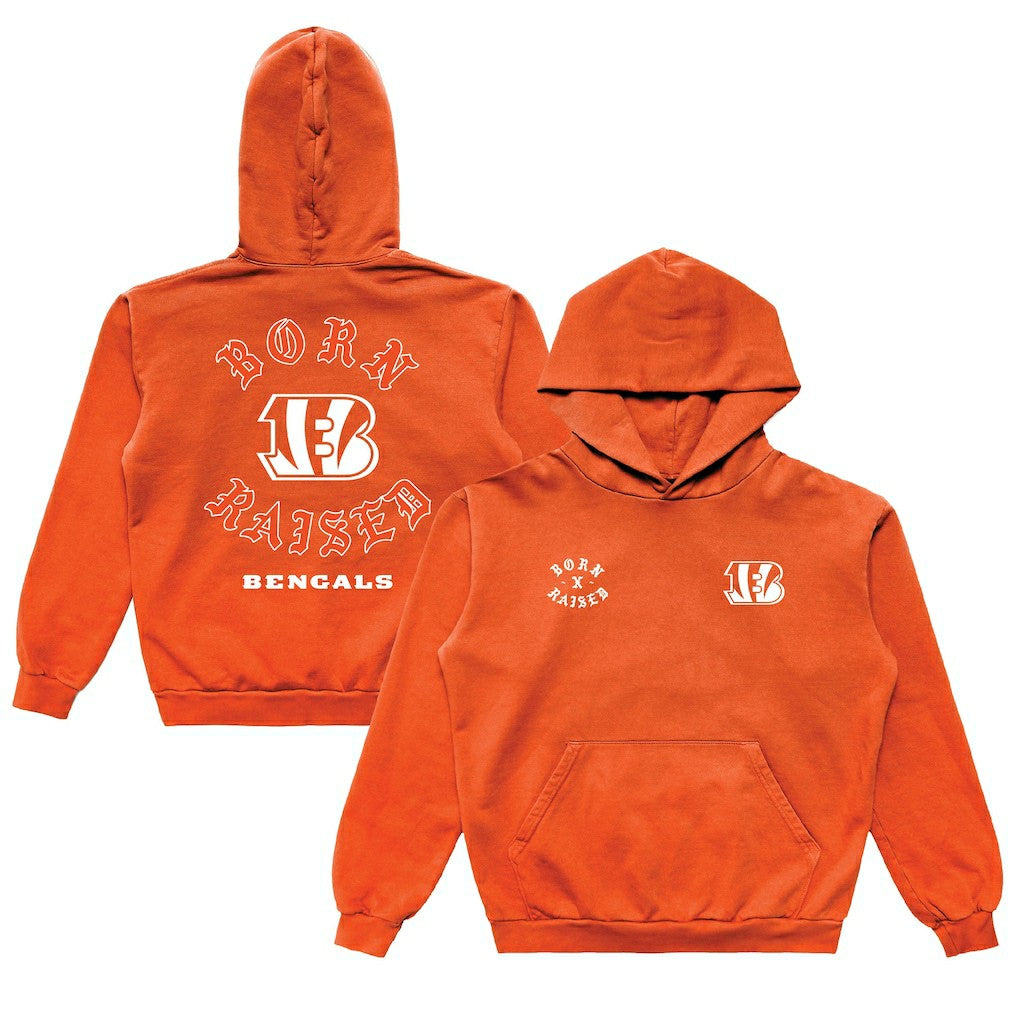 Cincinnati Bengals Born x Raised Unisex Pullover Hoodie - Orange Hoodies