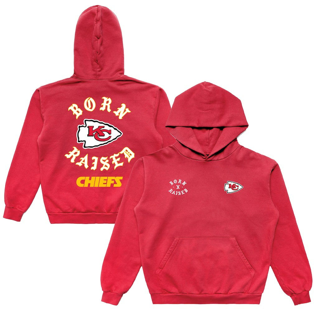 Kansas City Chiefs Born x Raised Unisex Pullover Hoodie - Red Hoodies