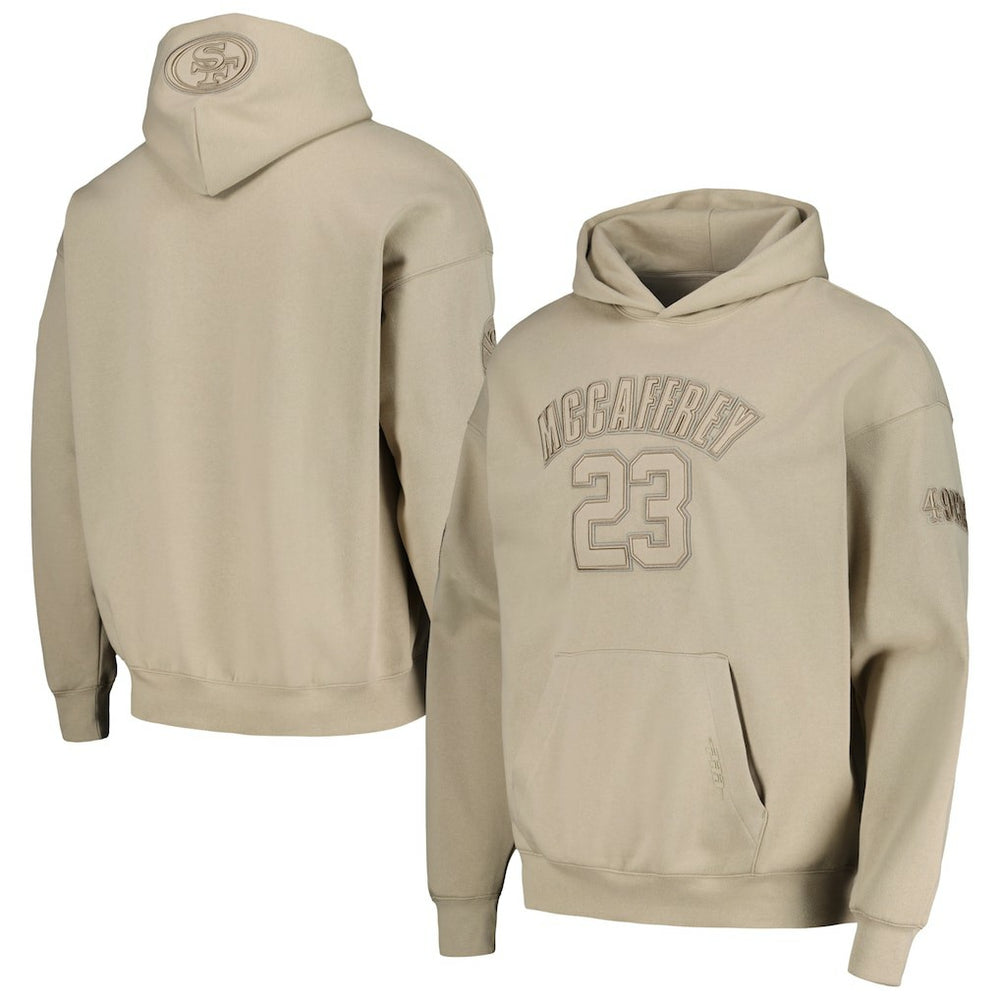 Christian McCaffrey San Francisco 49ers Pro Standard Player Name & Number Pullover Hoodie - Tan Hoodies