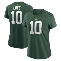 Jordan Love Green Bay Packers Women's Player Name & Number T-Shirt - Green T-shirts