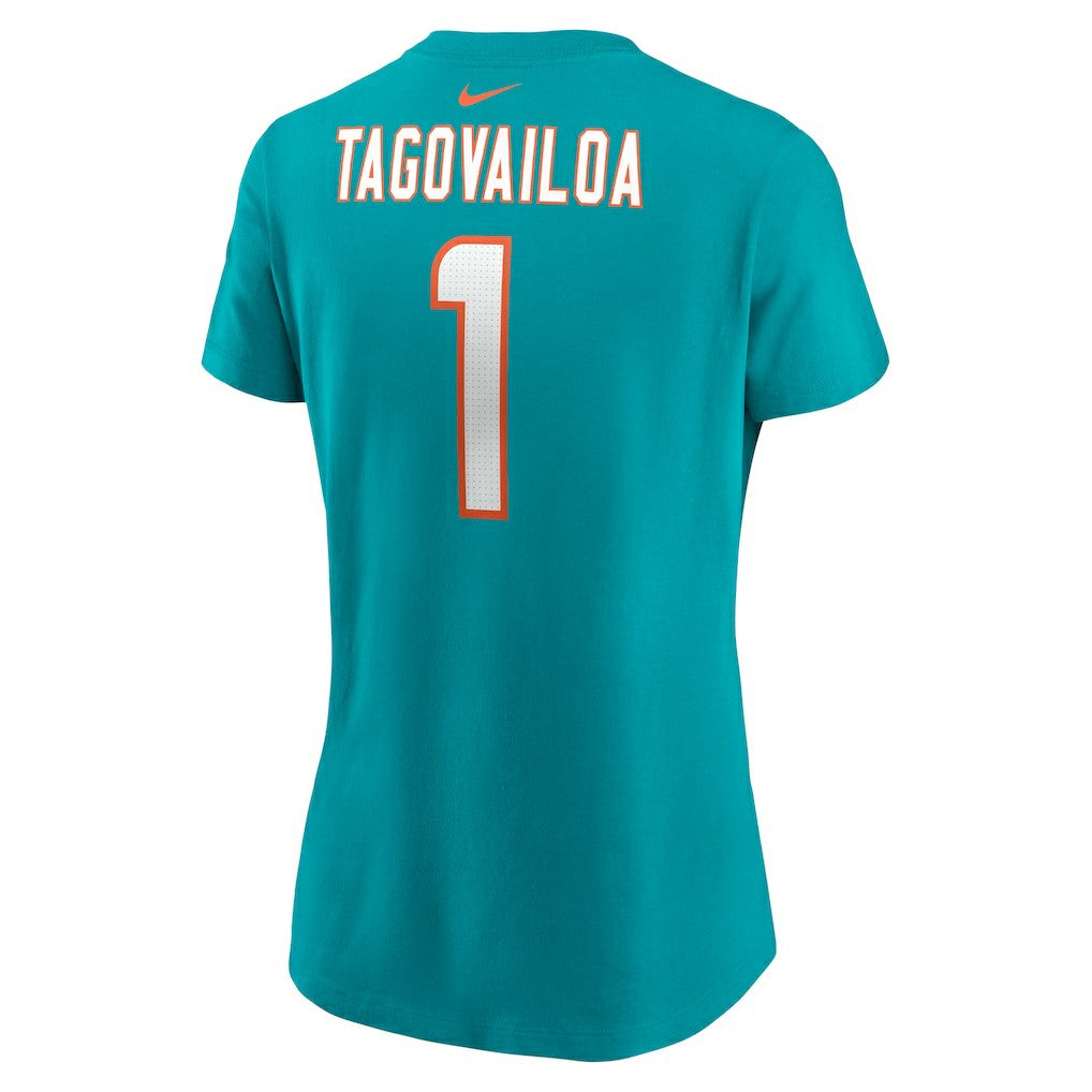 Tua Tagovailoa Miami Dolphins Women's Player Name & Number T-Shirt - Aqua T-shirts