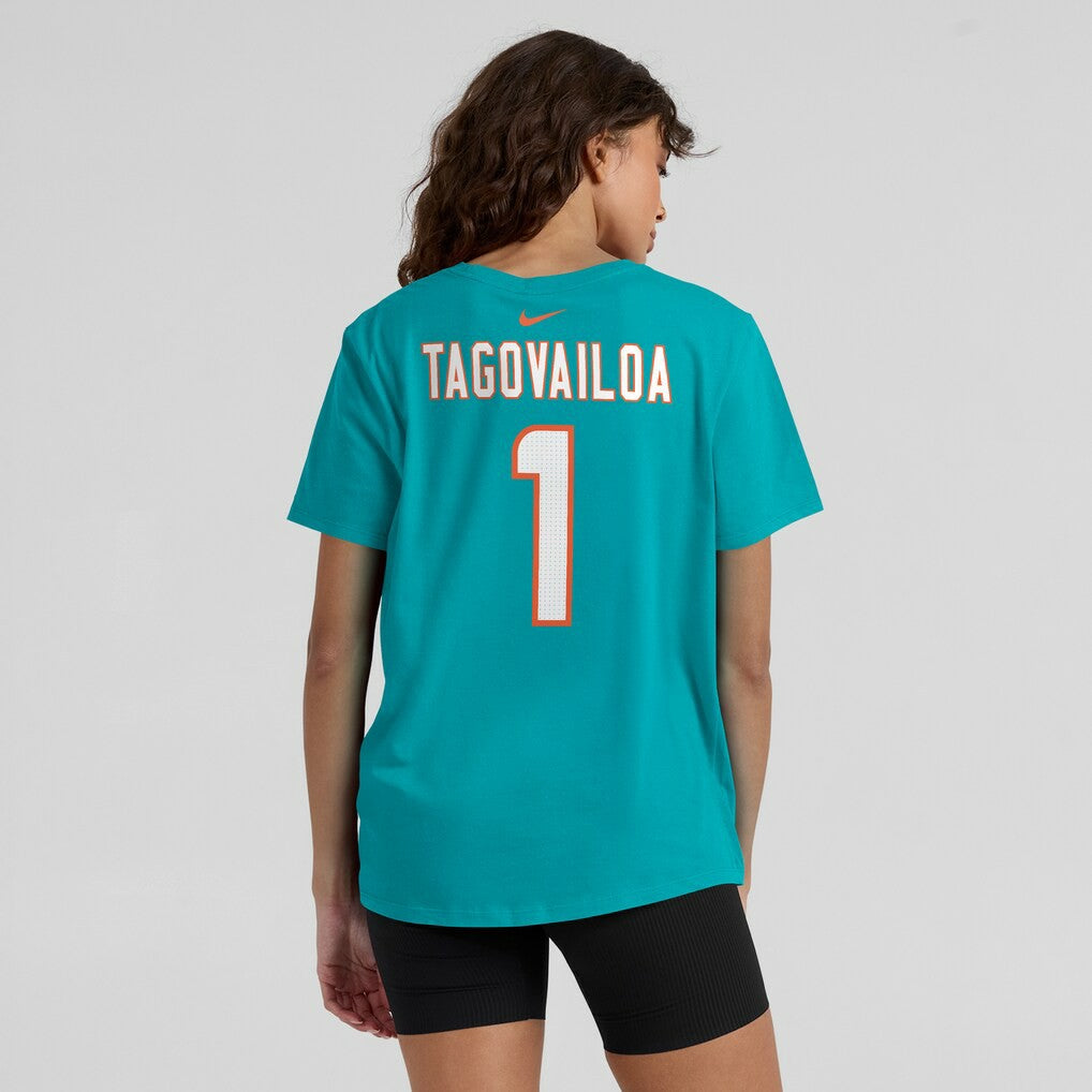 Tua Tagovailoa Miami Dolphins Women's Player Name & Number T-Shirt - Aqua T-shirts