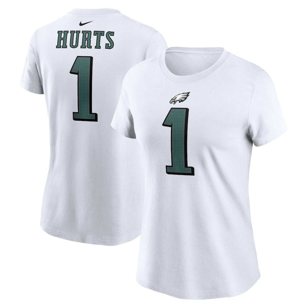Jalen Hurts Philadelphia Eagles Women's Player Name & Number T-Shirt - White T-shirts