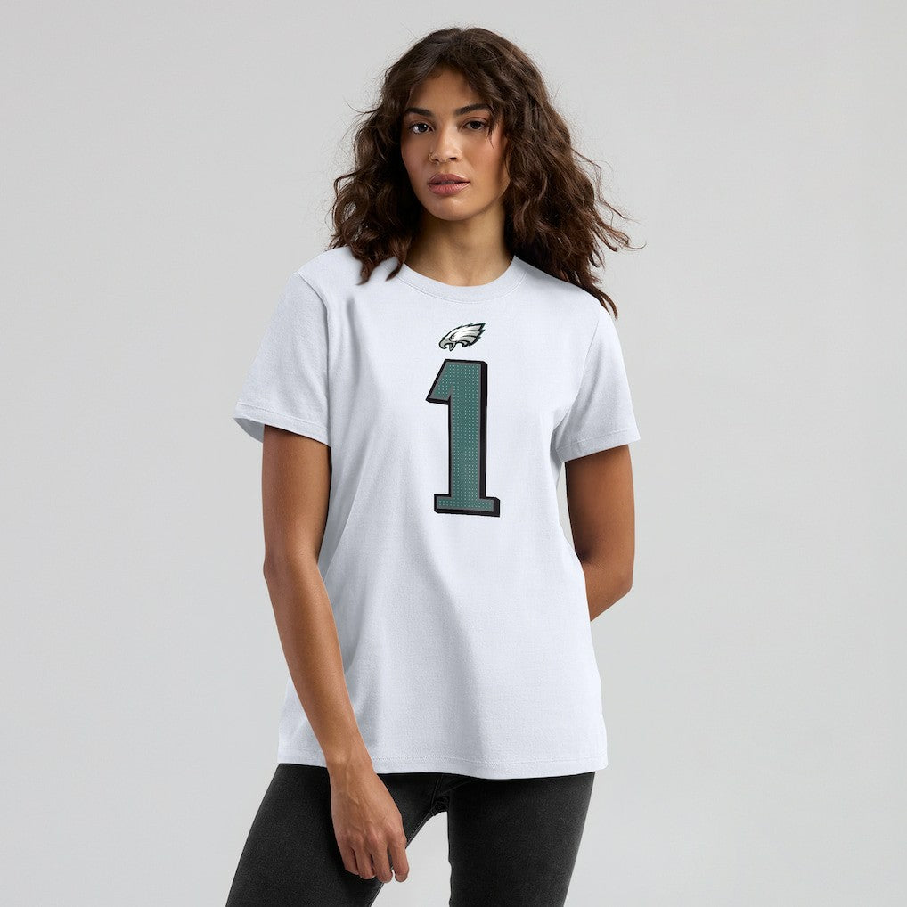 Jalen Hurts Philadelphia Eagles Women's Player Name & Number T-Shirt - White T-shirts