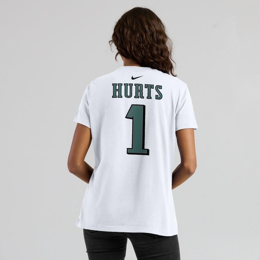 Jalen Hurts Philadelphia Eagles Women's Player Name & Number T-Shirt - White T-shirts