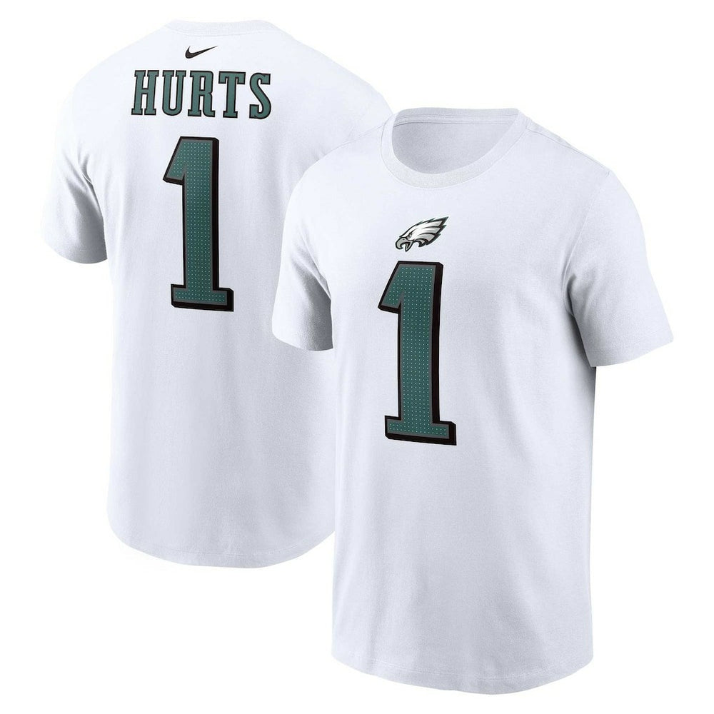 Jalen Hurts Philadelphia Eagles Player Name & Number T-Shirt - White T-shirts