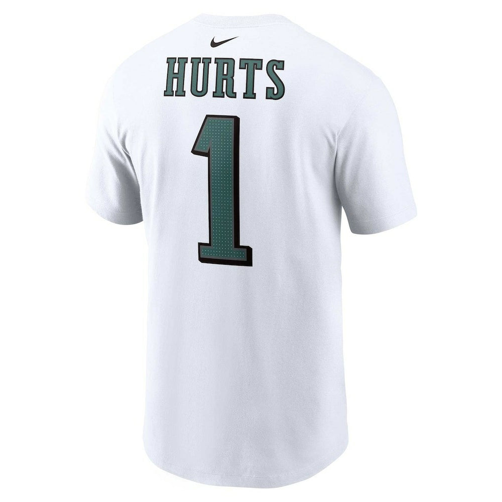 Jalen Hurts Philadelphia Eagles Player Name & Number T-Shirt - White T-shirts