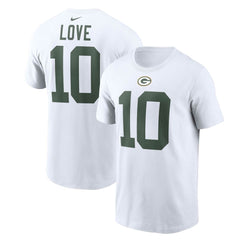 Jordan Love Green Bay Packers Player Name & Number T-Shirt - White T-shirts