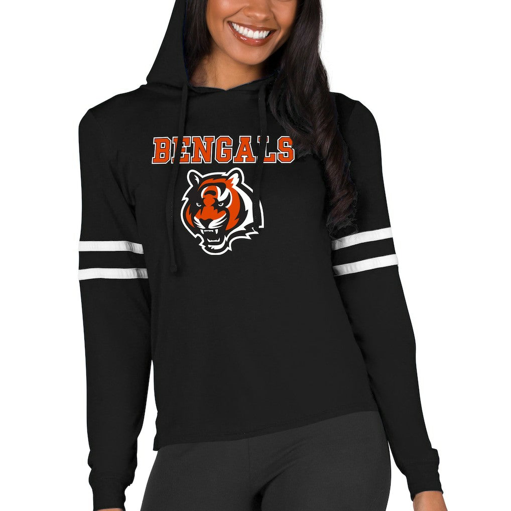 Cincinnati Bengals Concepts Sport Women's Marathon Lightweight Lounge Pullover Hoodie - Black Hoodies