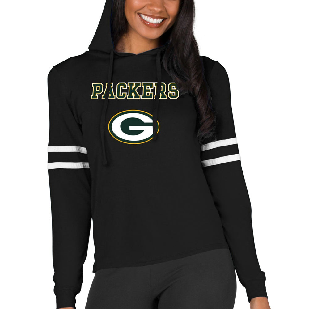 Green Bay Packers Concepts Sport Women's Marathon Lightweight Lounge Pullover Hoodie - Black Hoodies