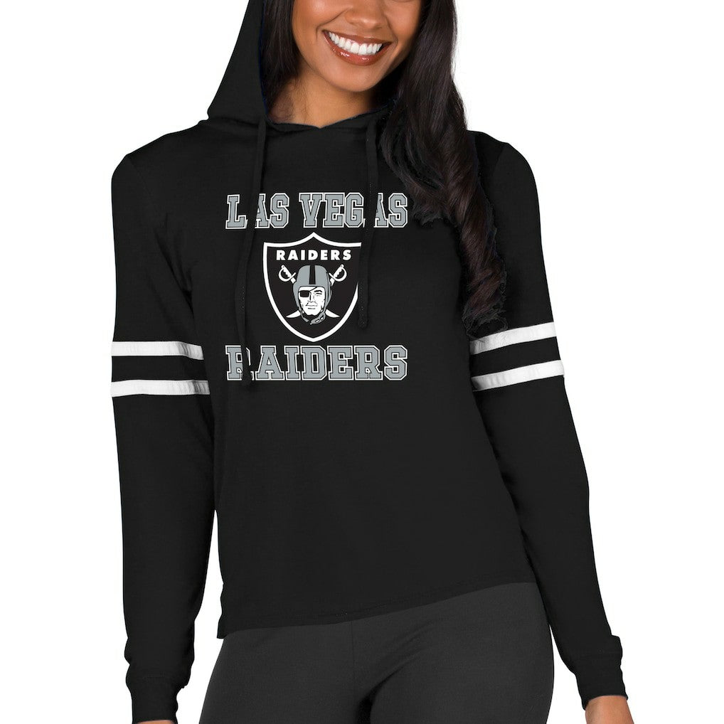 Las Vegas Raiders Concepts Sport Women's Marathon Lightweight Lounge Pullover Hoodie - Black Hoodies