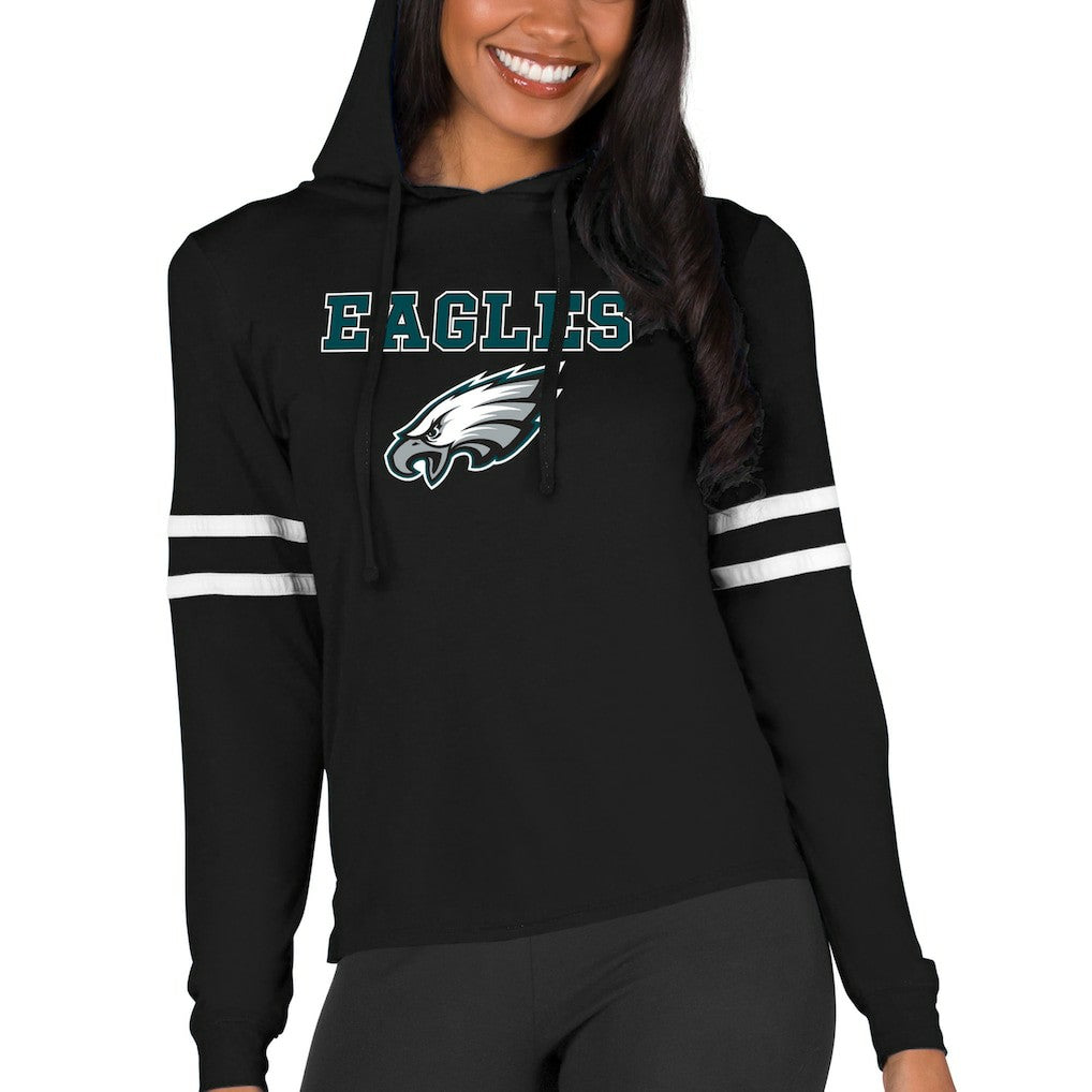 Philadelphia Eagles Concepts Sport Women's Marathon Lightweight Lounge Pullover Hoodie - Black Hoodies