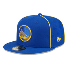 Golden State Warriors Piped & Flocked 59Fifty Fitted Hat Royal - New Era