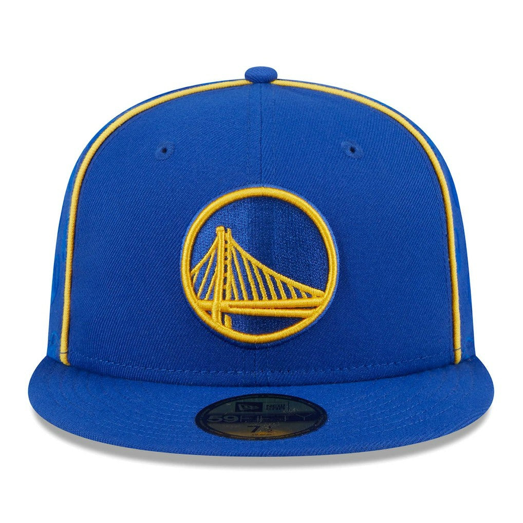 Golden State Warriors Piped & Flocked 59Fifty Fitted Hat Royal - New Era