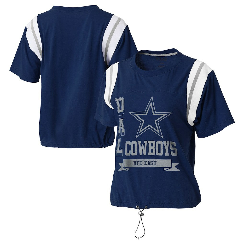Dallas Cowboys WEAR by Erin Andrews Women's Cinched Colorblock T-Shirt - Navy T-shirts
