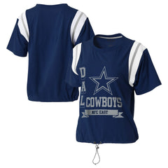 Dallas Cowboys WEAR by Erin Andrews Women's Cinched Colorblock T-Shirt - Navy T-shirts