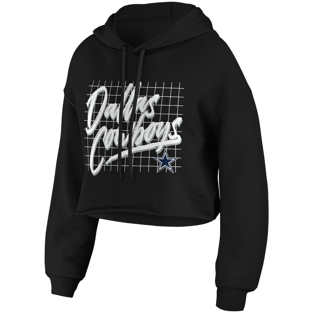 Dallas Cowboys WEAR by Erin Andrews Women's Domestic Cropped Pullover Hoodie - Black Hoodies