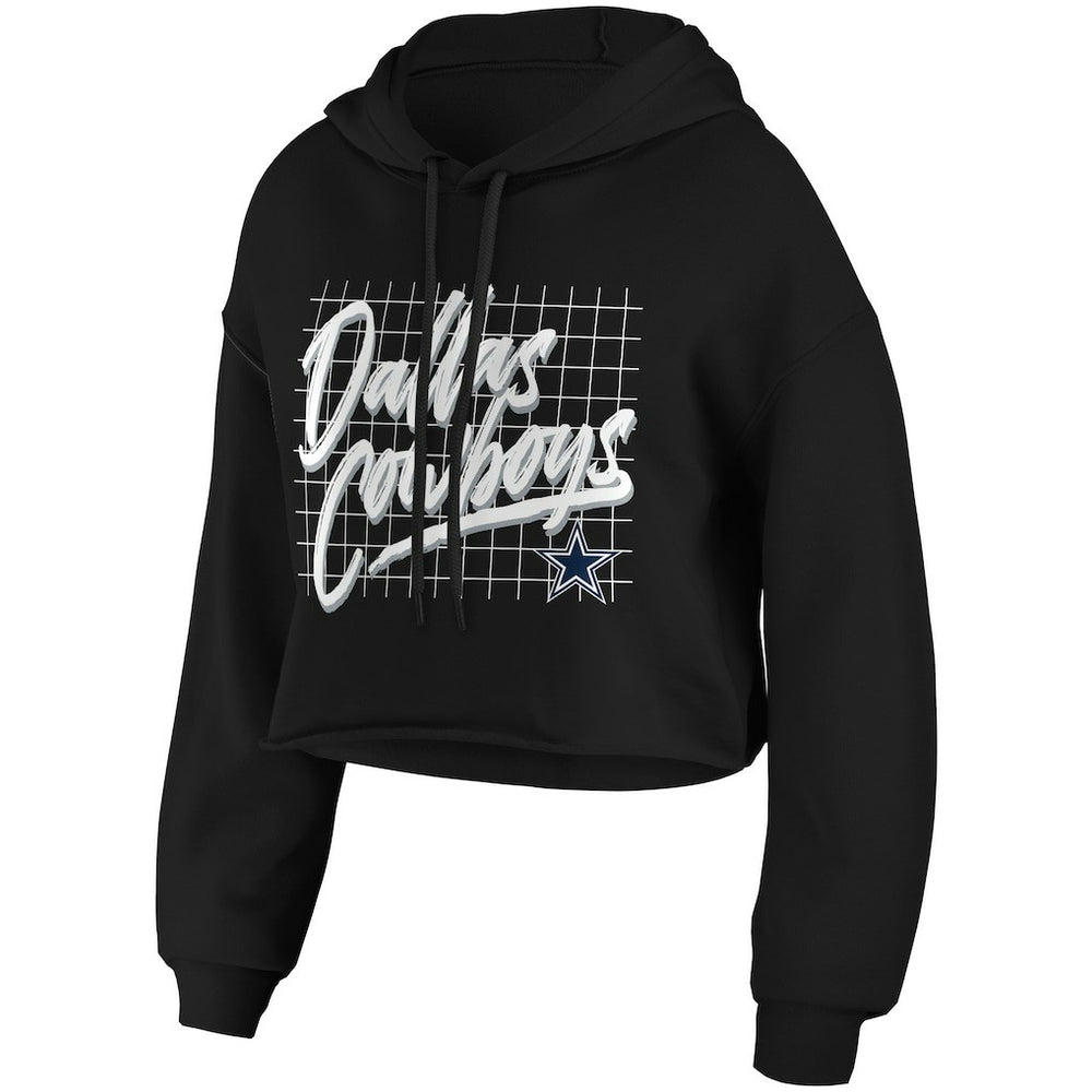 Dallas Cowboys WEAR by Erin Andrews Women's Domestic Cropped Pullover Hoodie - Black Hoodies