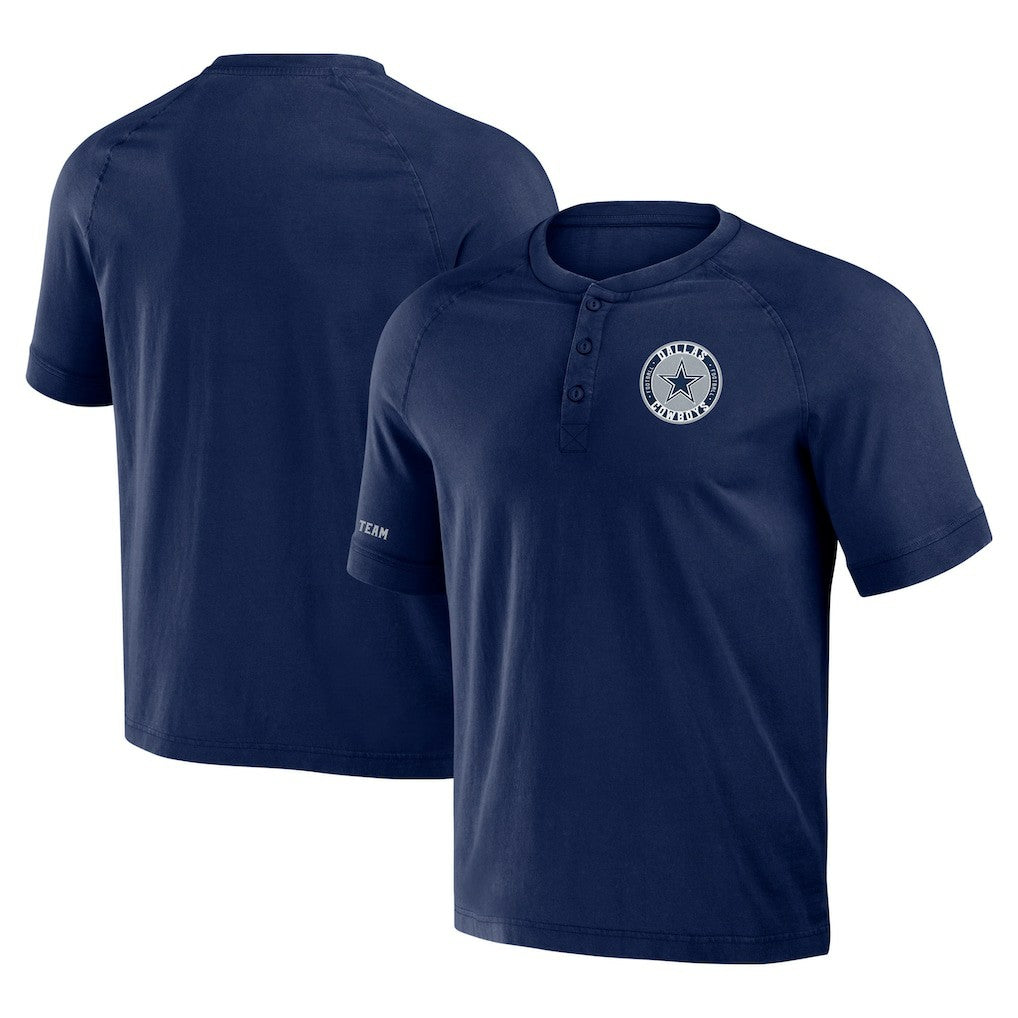Dallas Cowboys NFL x Darius Rucker Collection Washed Raglan Henley T-Shirt - Navy T-shirts