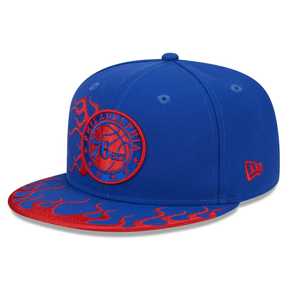Philadelphia 76ers Rally Drive Flames 9FIFTY Snapback Hat Royal - New Era