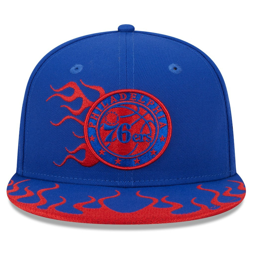 Philadelphia 76ers Rally Drive Flames 9FIFTY Snapback Hat Royal - New Era