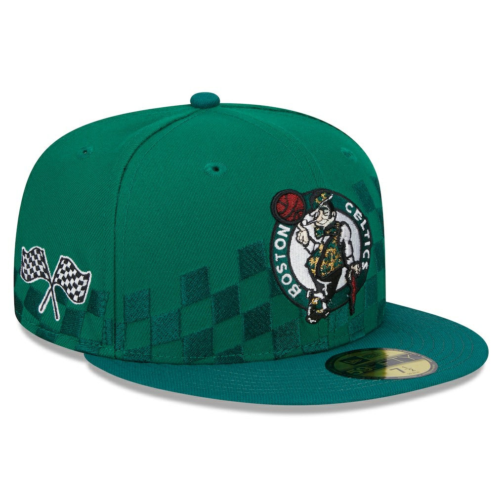 Boston Celtics Rally Drive Checkerboard 59FIFTY Crown Fitted Hat Kelly Green - New Era