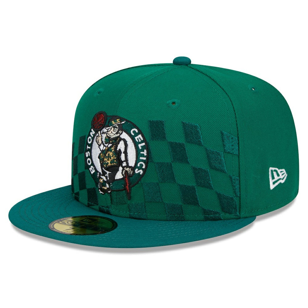 Boston Celtics Rally Drive Checkerboard 59FIFTY Crown Fitted Hat Kelly Green - New Era