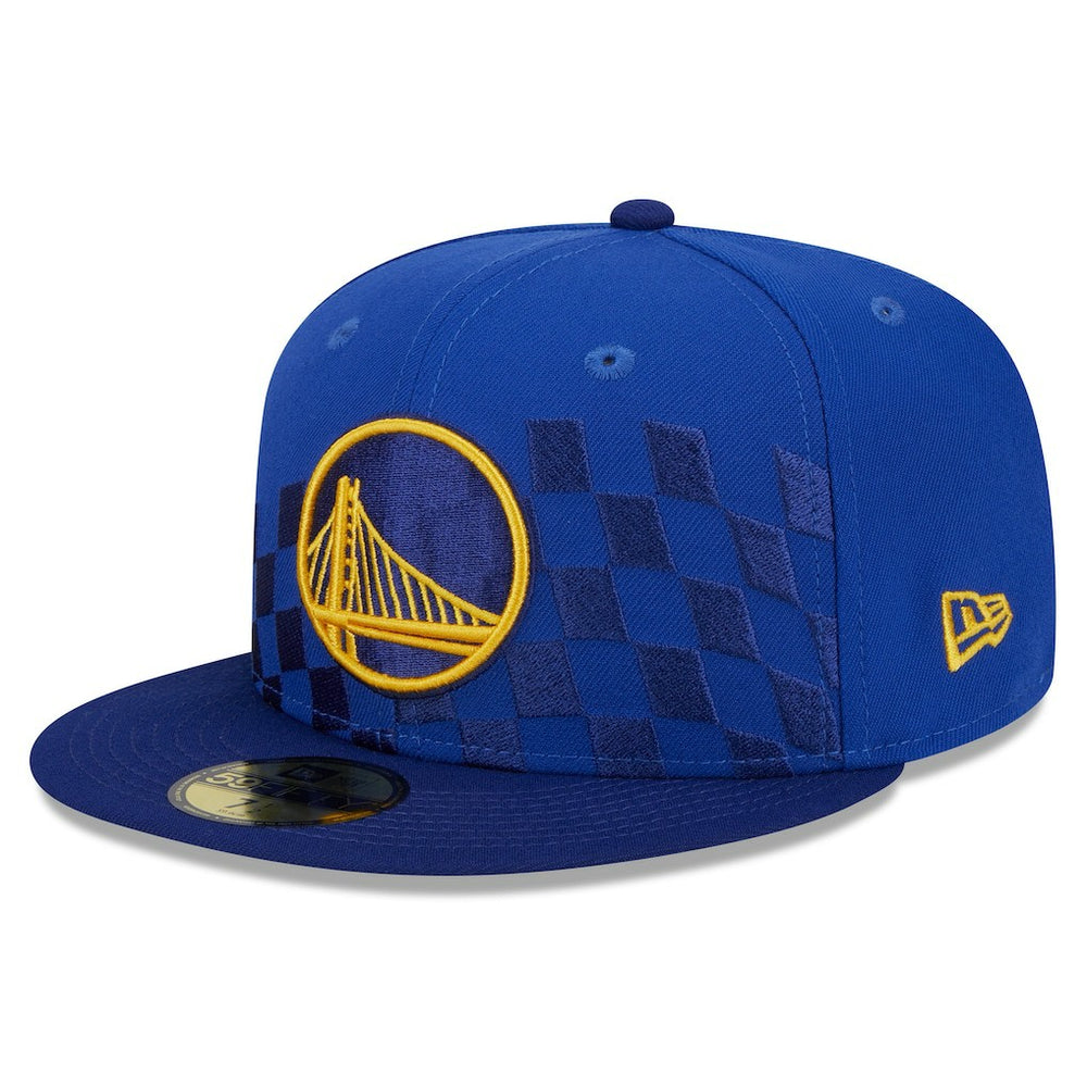 Golden State Warriors Rally Drive Checkerboard 59FIFTY Crown Fitted Hat Royal - New Era