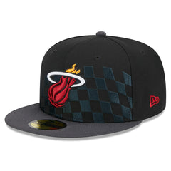 Miami Heat Rally Drive Checkerboard 59FIFTY Crown Fitted Hat Black - New Era