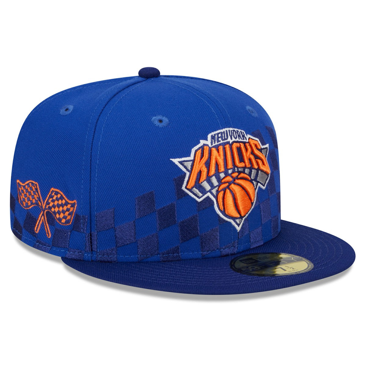 New York Knicks Rally Drive Checkerboard 59FIFTY Crown Fitted Hat Blue - New Era outlet