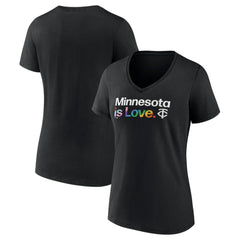 Minnesota Twins Women's City Pride V-Neck T-Shirt - Black T-shirts