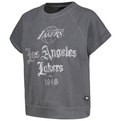 Los Angeles Lakers The Wild Collective Women's Embroidered Fleece Raglan Short Sleeve Pullover Sweatshirt Gray outlet