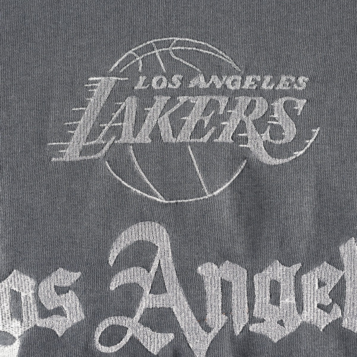 Los Angeles Lakers The Wild Collective Women's Embroidered Fleece Raglan Short Sleeve Pullover Sweatshirt Gray outlet