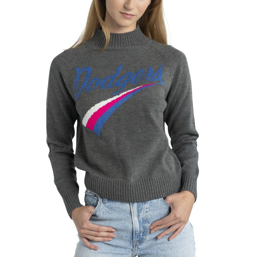 Los Angeles Dodgers Lusso Women's Serena Raglan Pullover Sweater - Gray Pullover