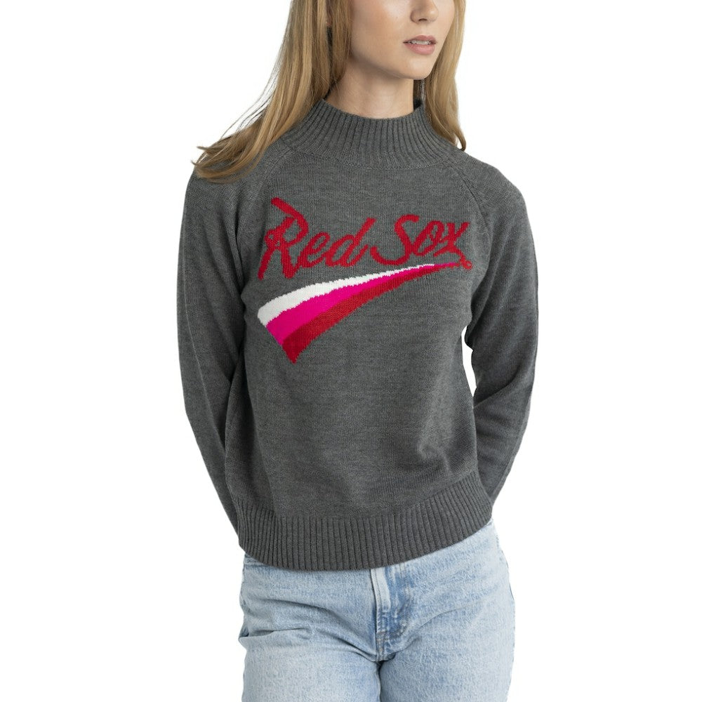 Boston Red Sox Lusso Women's Serena Raglan Pullover Sweater - Gray Pullover