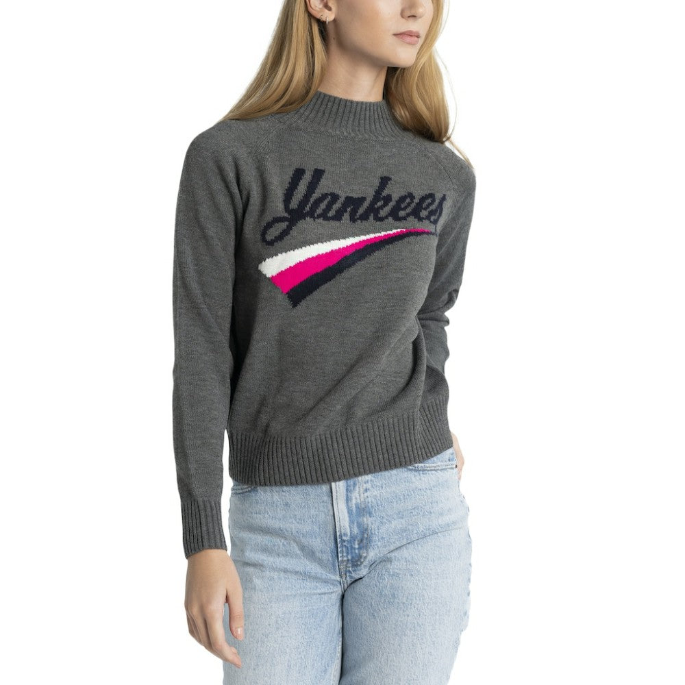 New York Yankees Lusso Women's Serena Raglan Pullover Sweater - Gray Pullover