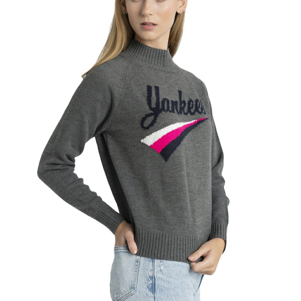 New York Yankees Lusso Women's Serena Raglan Pullover Sweater - Gray Pullover