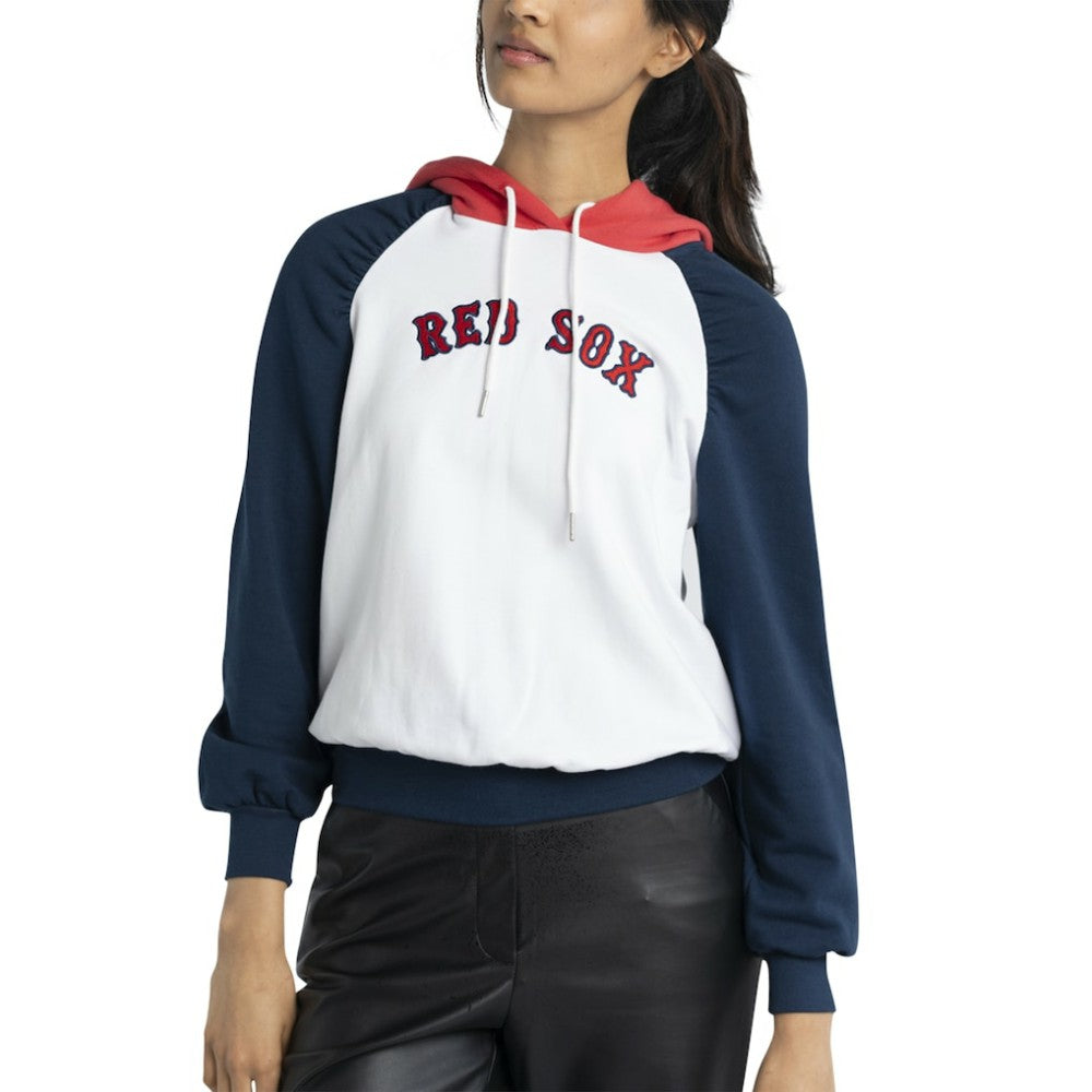 Boston Red Sox Lusso Women's Marlowe Tri-Blend Raglan Pullover Hoodie - White Hoodies