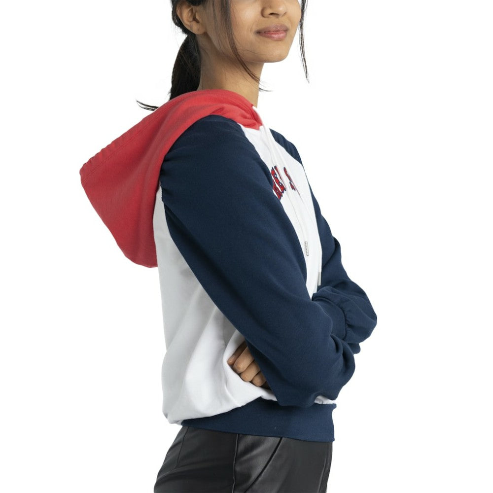 Boston Red Sox Lusso Women's Marlowe Tri-Blend Raglan Pullover Hoodie - White Hoodies