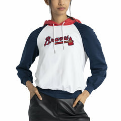 Atlanta Braves Lusso Women's Marlowe Tri-Blend Raglan Pullover Hoodie - White Hoodies