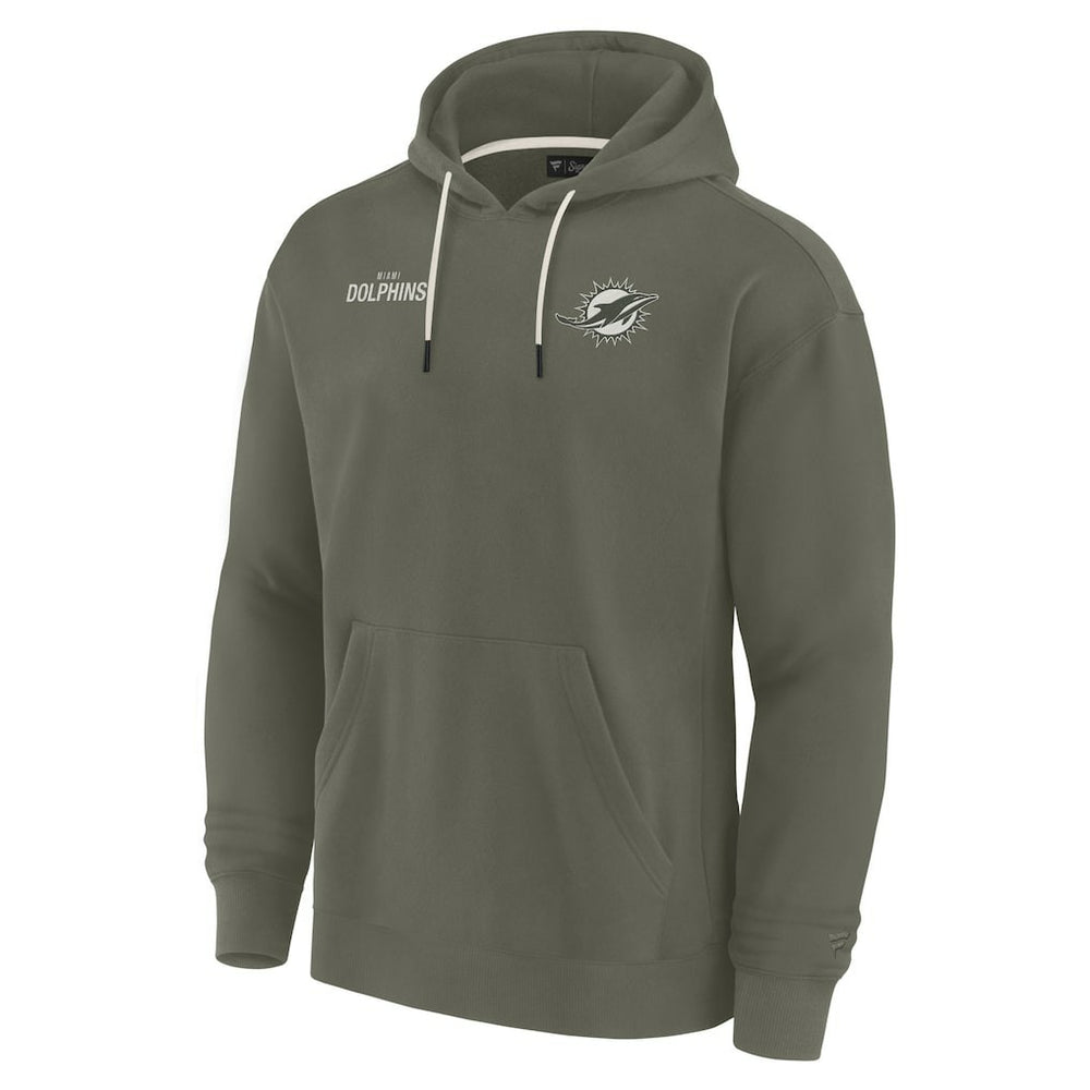 Miami Dolphins Unisex Elements Super Soft Fleece Pullover Hoodie - Olive Hoodies
