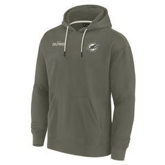Miami Dolphins Unisex Elements Super Soft Fleece Pullover Hoodie - Olive Hoodies