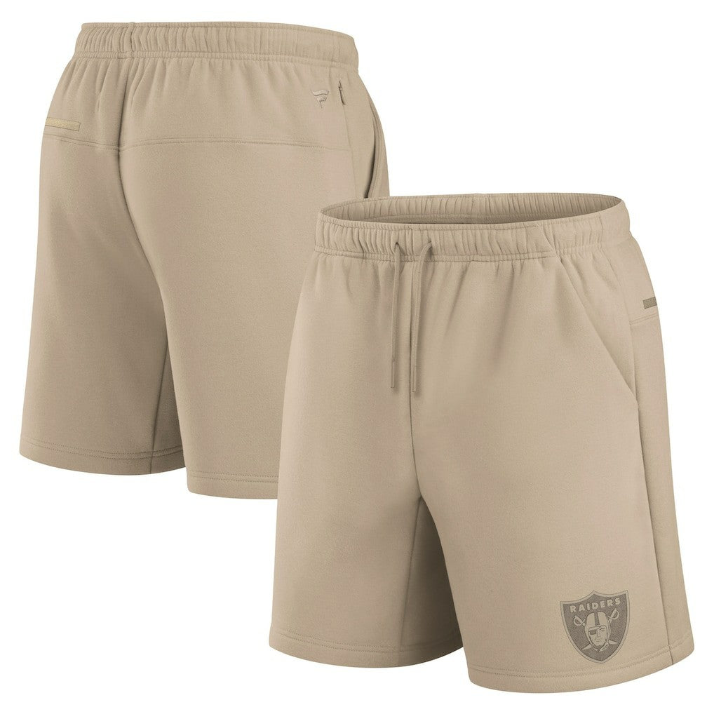 Las Vegas Raiders Unisex Elements Super Soft Fleece Shorts - Khaki Shorts