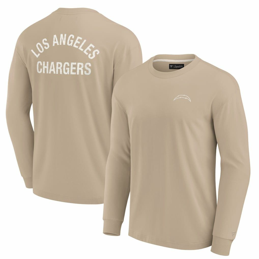 Los Angeles Chargers Unisex Elements Super Soft Long Sleeve T-Shirt - Khaki T-shirts