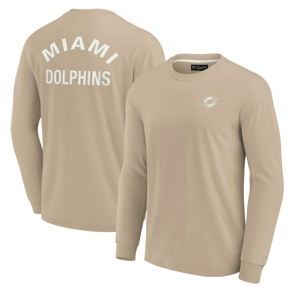 Miami Dolphins Unisex Elements Super Soft Long Sleeve T-Shirt - Khaki T-shirts