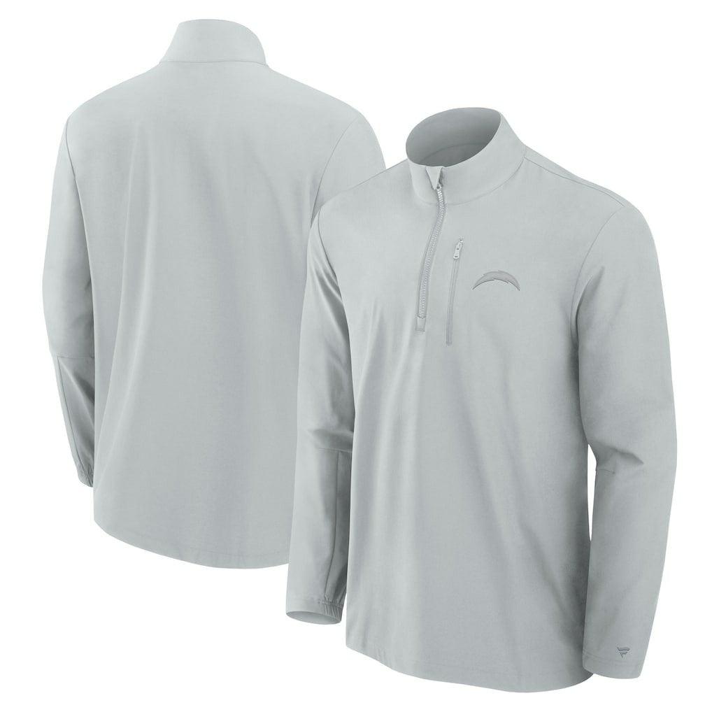 Los Angeles Chargers Front Office Micro Tonal Quarter-Zip Pullover - Gray Pullover