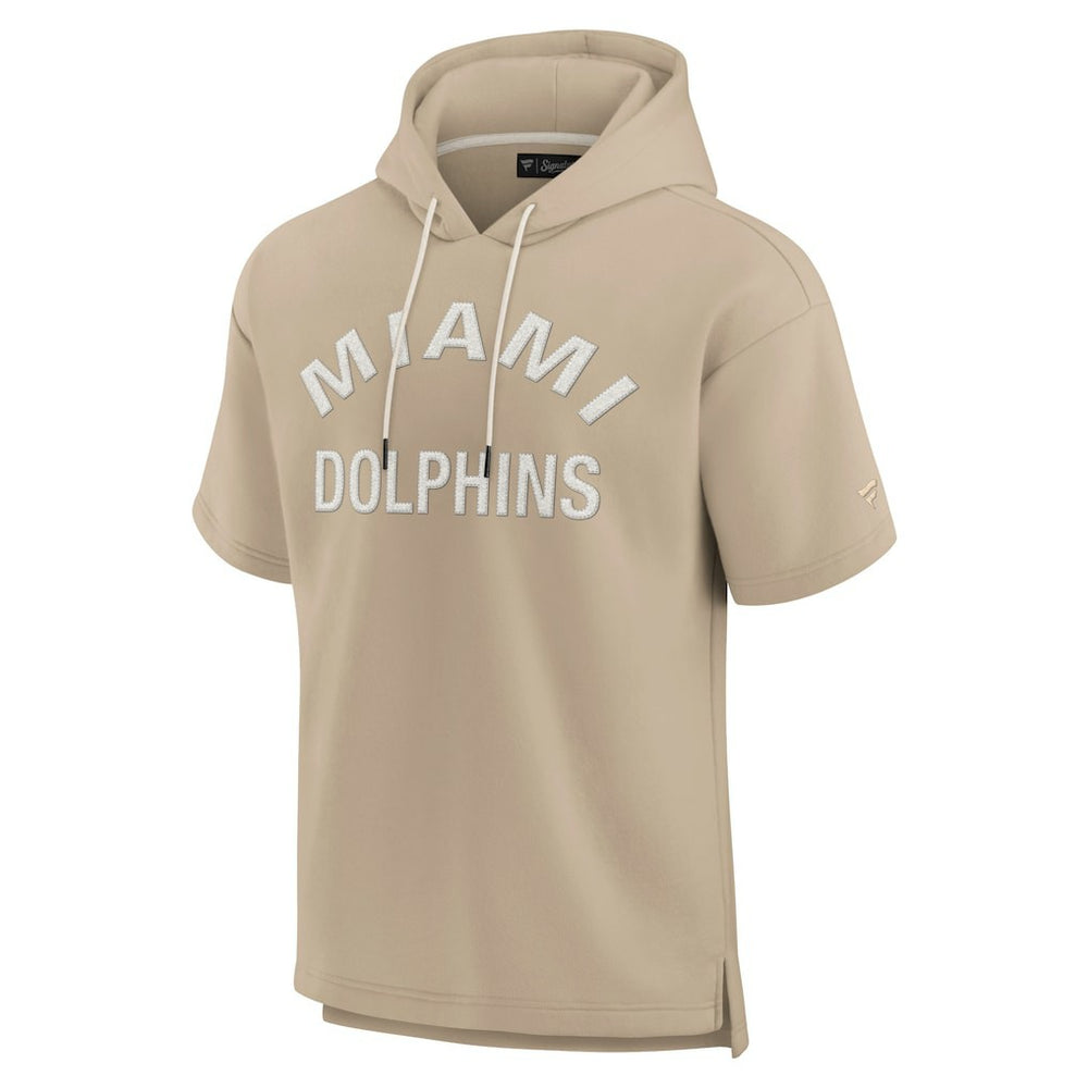 Miami Dolphins Unisex Elements Super Soft Fleece Short Sleeve Pullover Hoodie - Khaki Hoodies